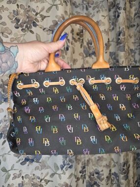 Dooney & Bourke Black Signature Multicolor Logo Satchel